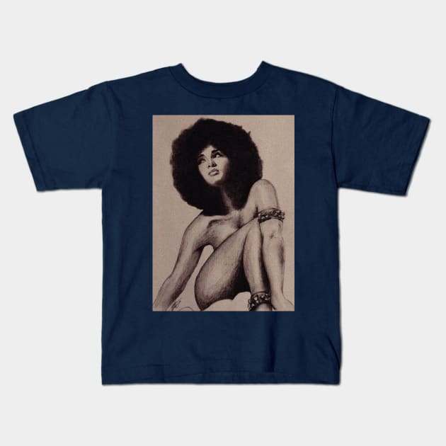 African Afro Rockin Woman Kids T-Shirt by gevorgK